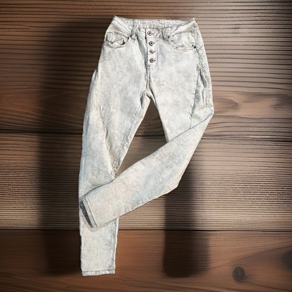 Y2K Hard Rock Denim Sz M Watercolor Wash Skinny Jeans Button Fly Streetwear